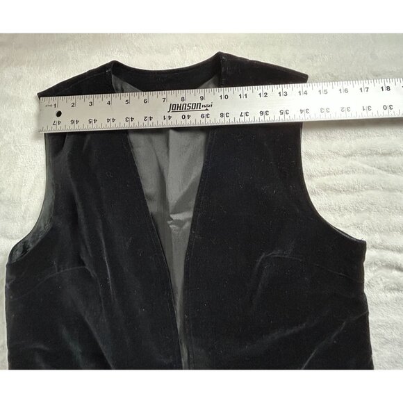 Women's Vintage Black Velvet Vest Embroidered Dog Motif Art To Wear Japan - Picture 3 of 5